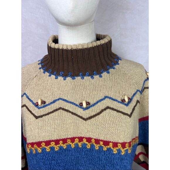 Vintage 1990s Aztec Western Sweater Southwestern Medium LizSport - Picture 2 of 7